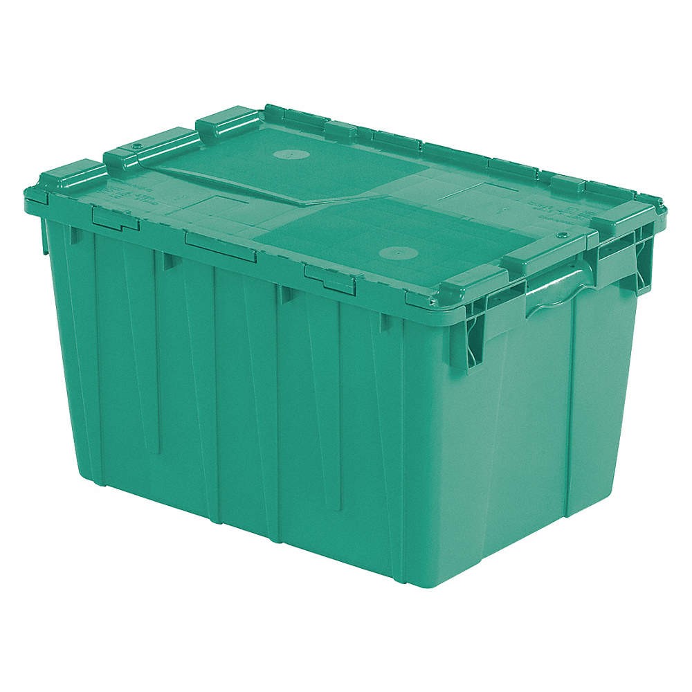 ORBIS FP182 GREEN Attached Lid Container,Green,Solid,HDPE 35VY08