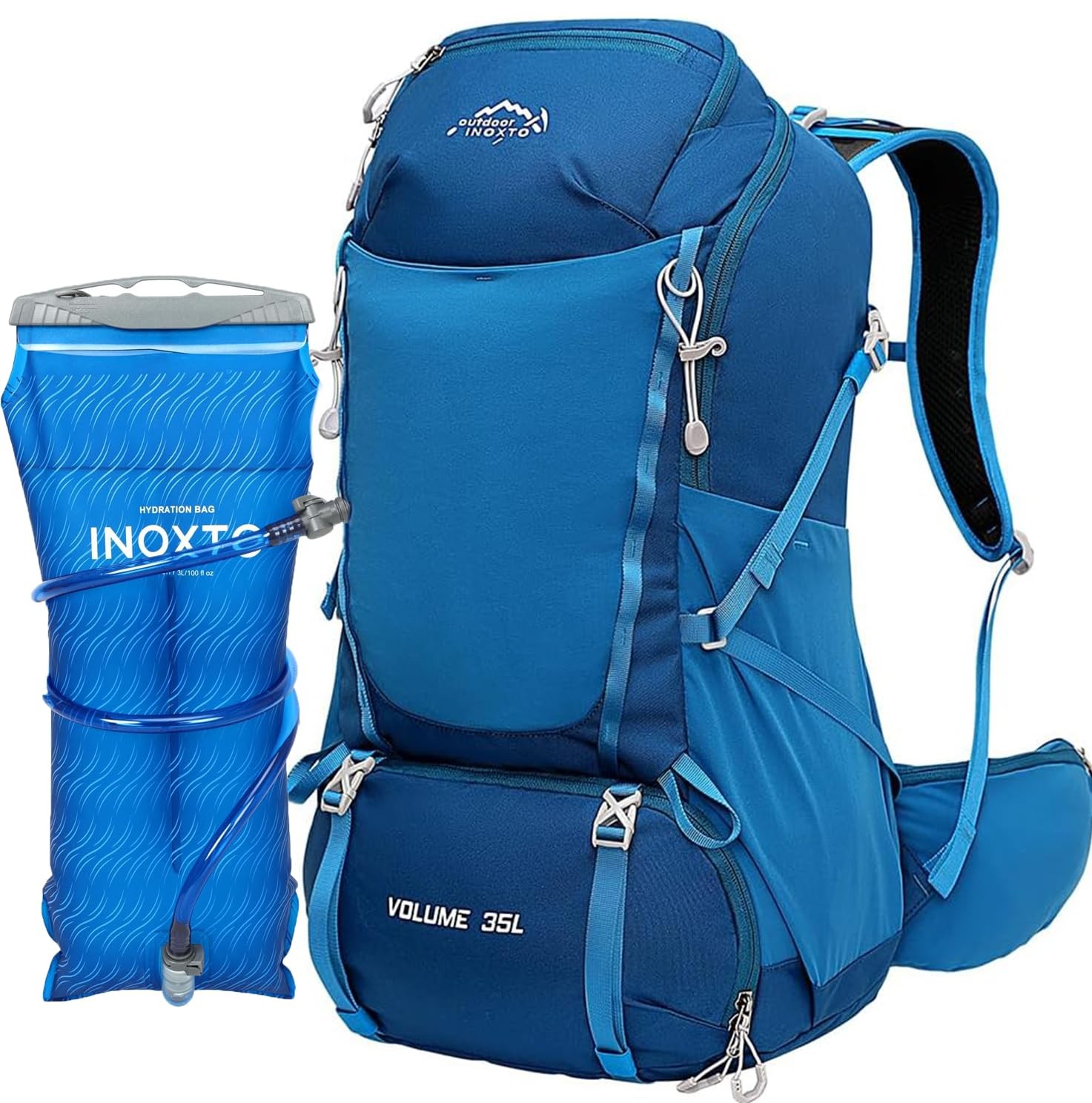 INOXTO 35L Hiking Backpack with 3Lwater bladder, Camping Backpack with Waterproo