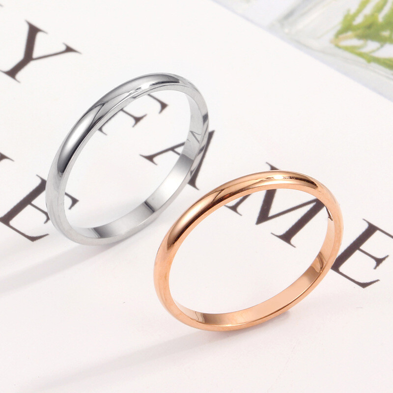 Stainless Steel Finger Ring Women Ring 2mm Couple Ring Circle Plain