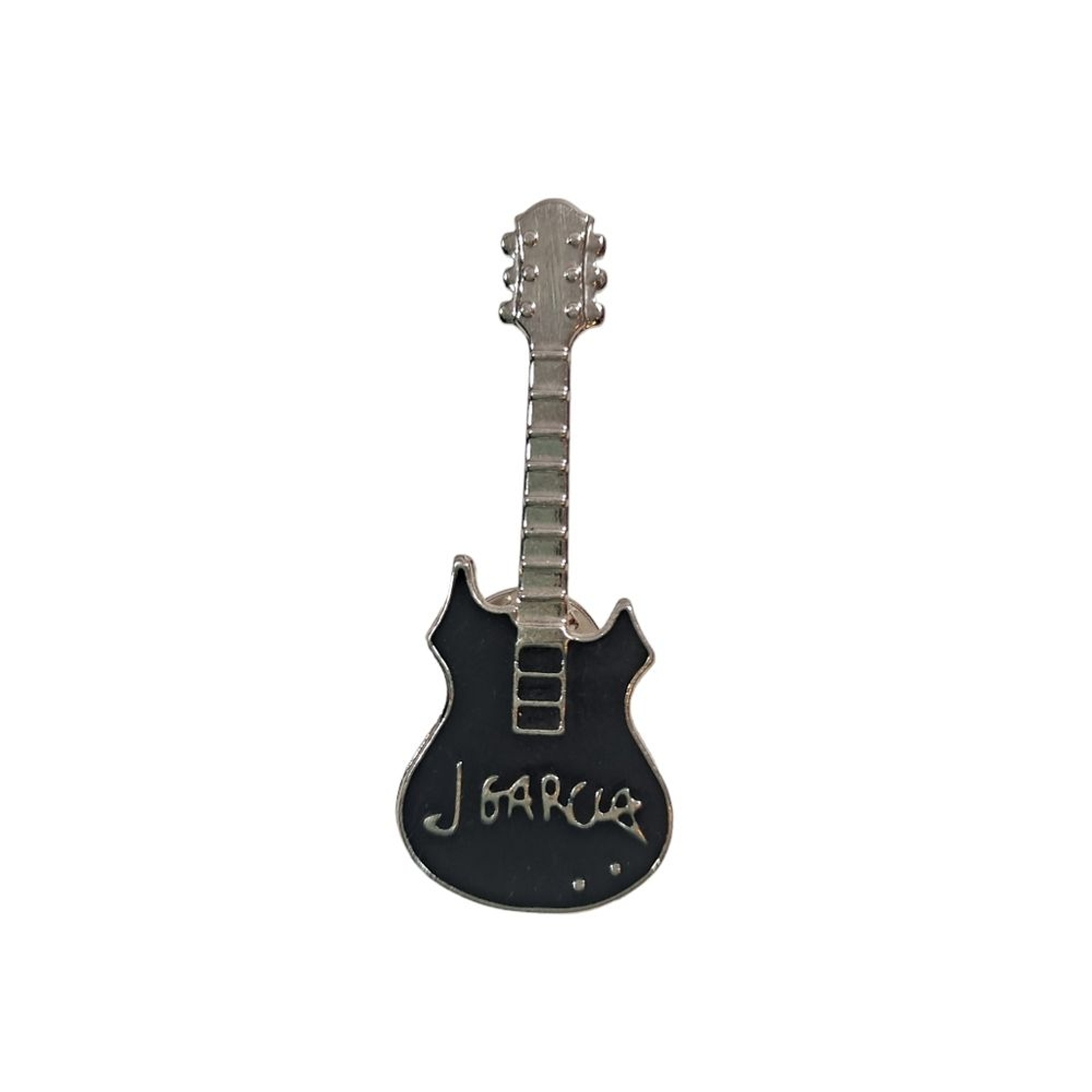 J Garcia Black Guitar Pin Silver Tone  Musician
