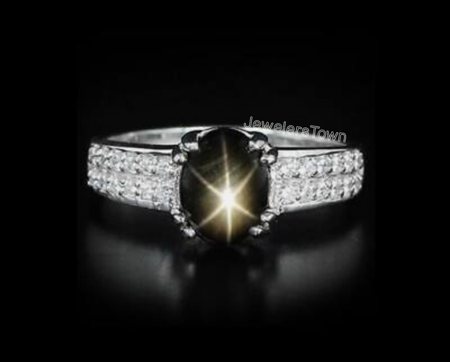 Genuine Vintage Lindy Black Star Ring for Women Black Star Ring in 925 Sterling