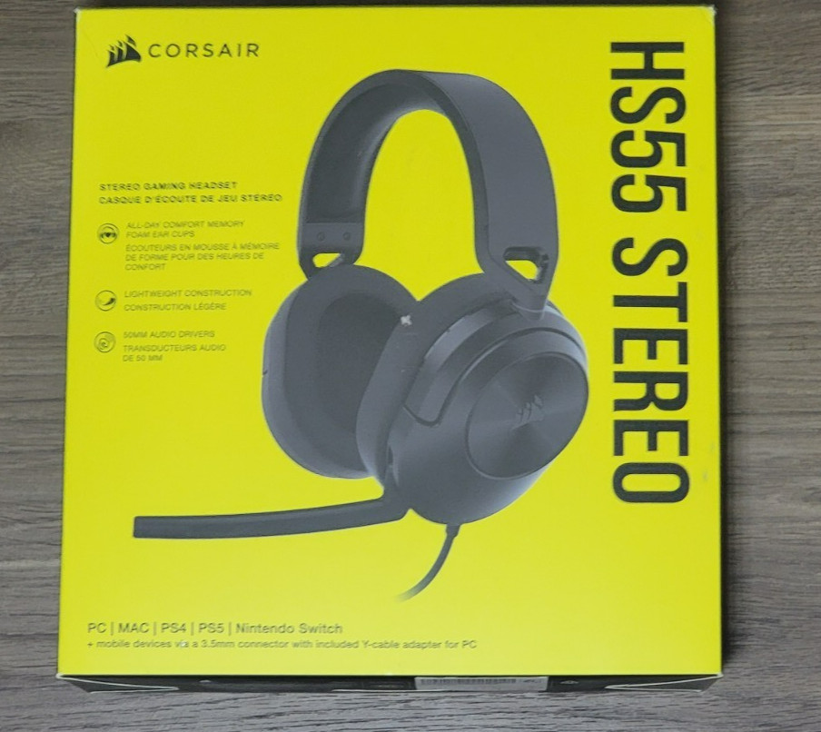 CORSAIR HS55 Gaming Memory Foam Headset CA-9011260 Carbon PC MAC PS4 PS5 New