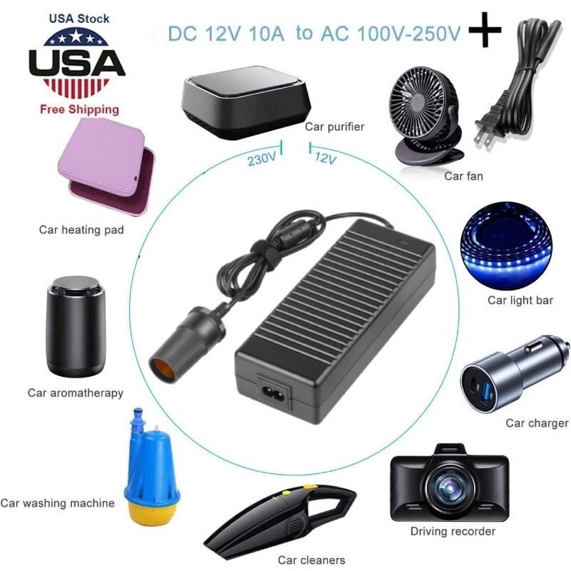 12V 5-10A AC to DC Adapter Car Cigarette Lighter Charger Power Supply Adapter US