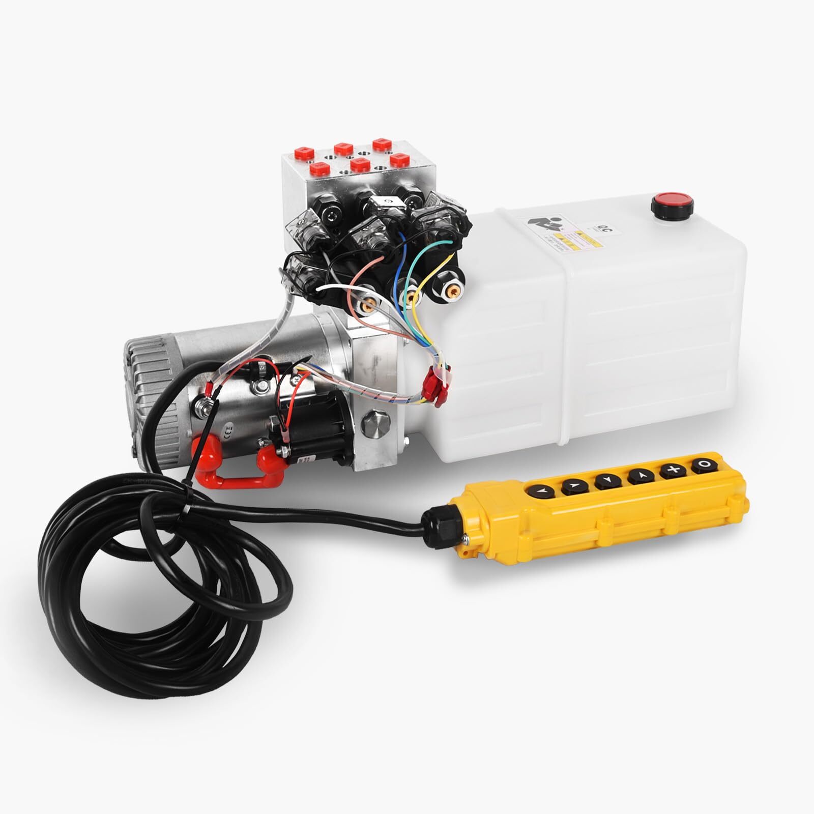 6 Quart Hydraulic Pump Double Acting Dump Trailer Pump 12V DC Plastic Reservoir