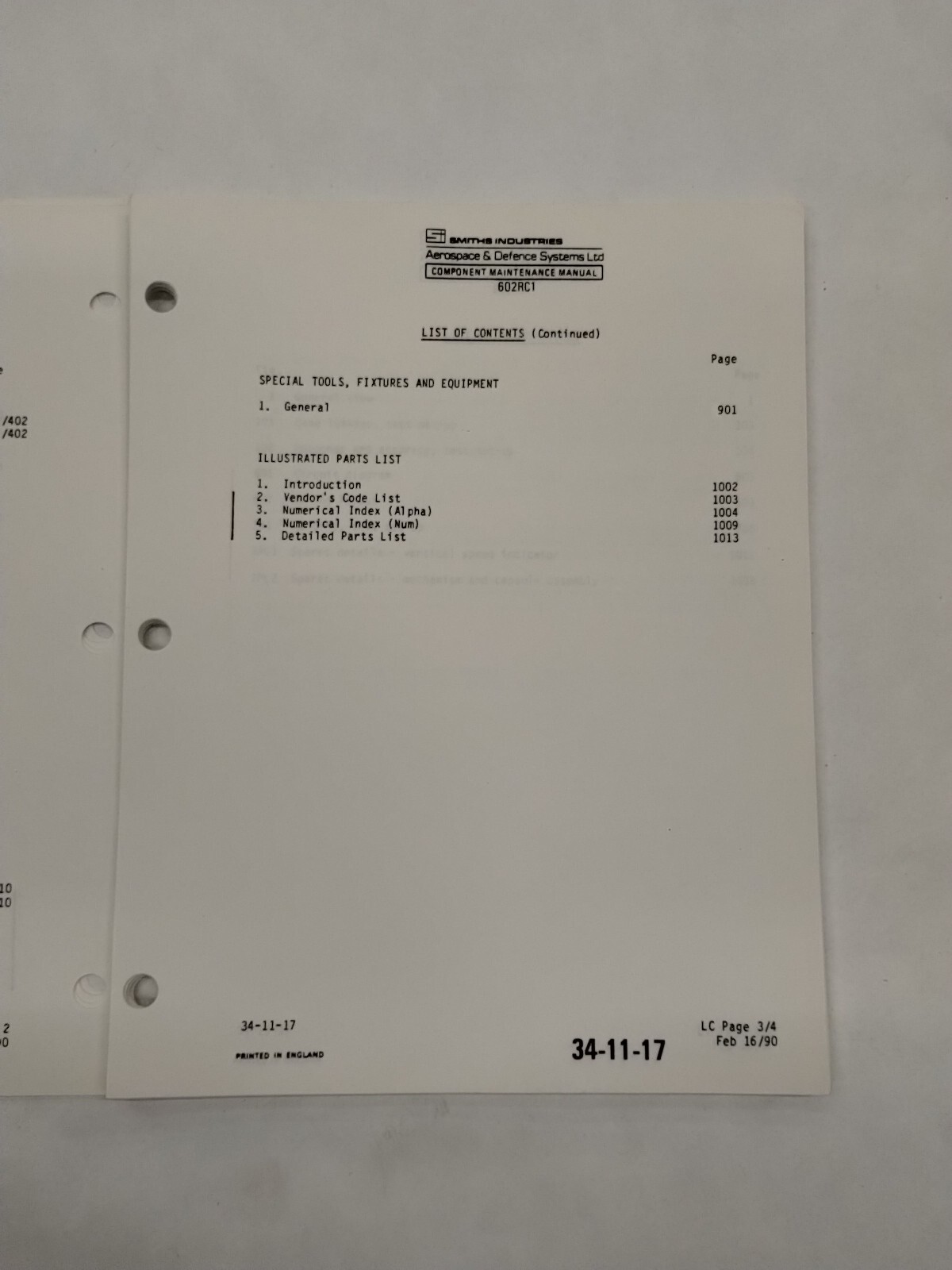 Smiths Industries Vertical Speed Indicator Component Maintenance Illust. Parts