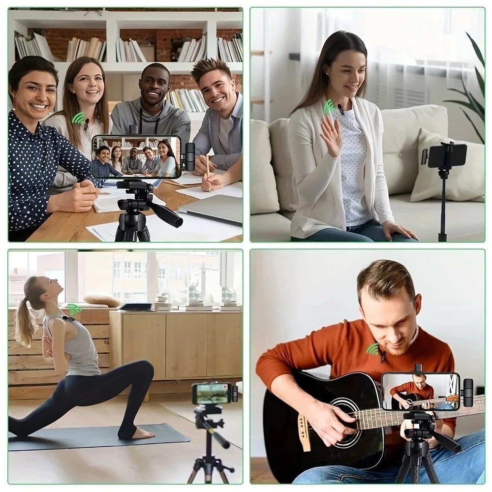 Wireless Microphone Mini Mic for iPhone/Android Phone, LED Display Lavalier Micr