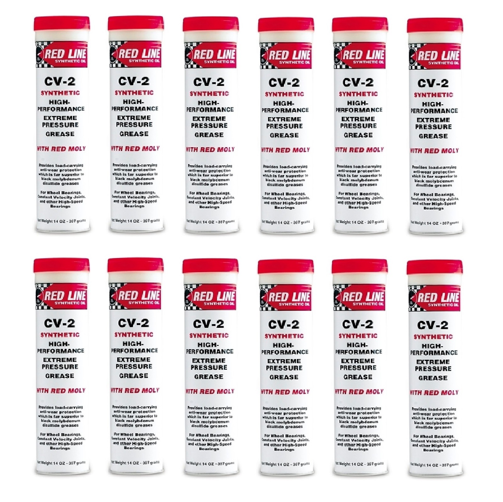 Red Line Oil 80402 Set of 12 Full Synthetic CV-2 Grease Tube, 14oz