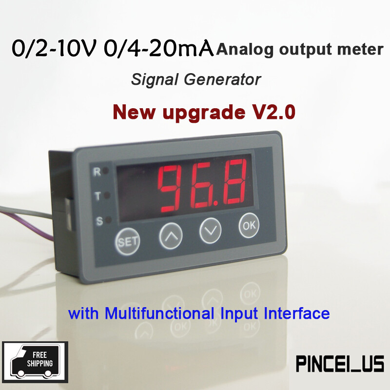 Digital Display Meter 0/2-10V 0/4-20mA Signal Generator W/ Multifunctional Input