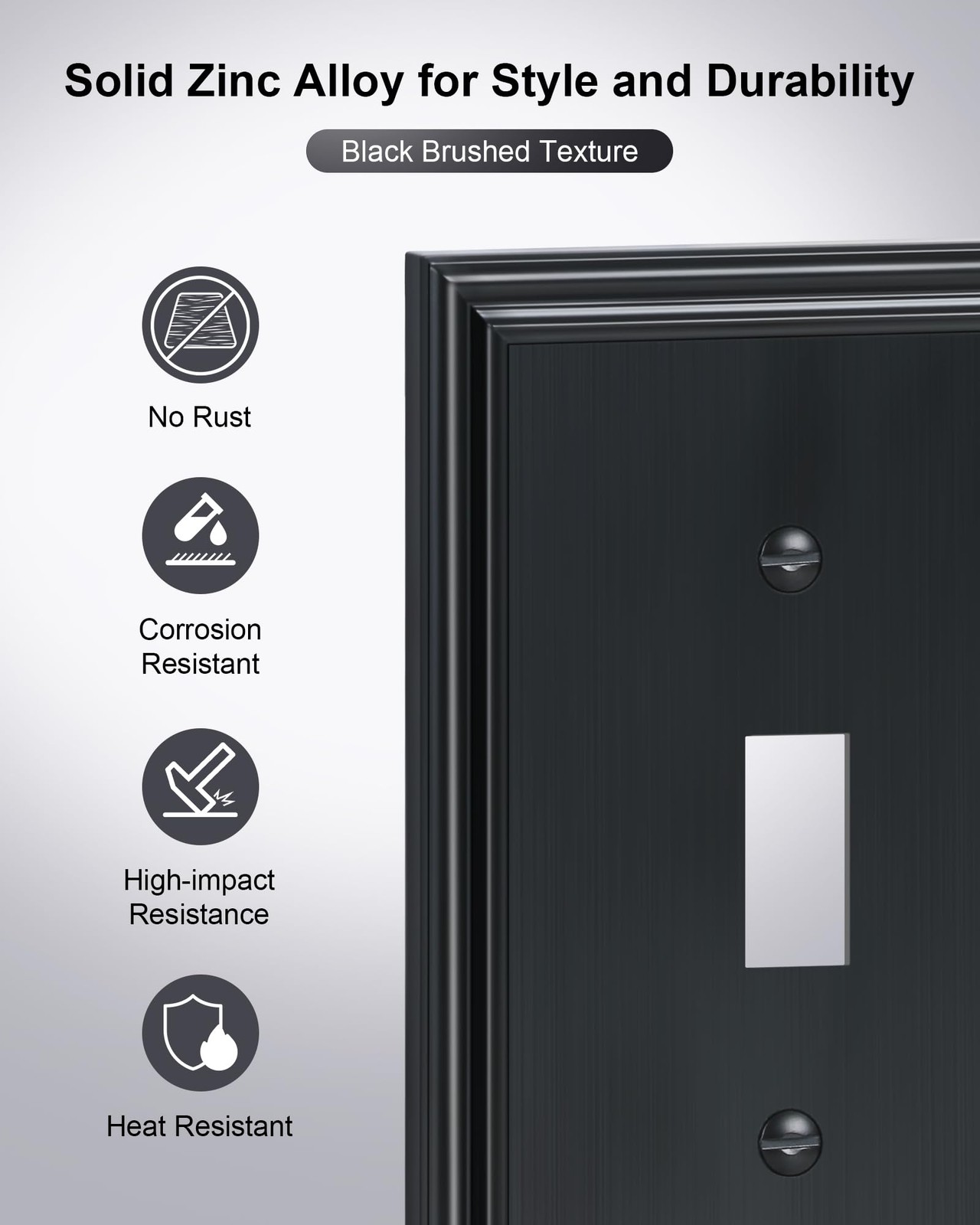 6-Pack Single Toggle Light Switch Cover Plate, Durable Solid Zinc Alloy Decor...