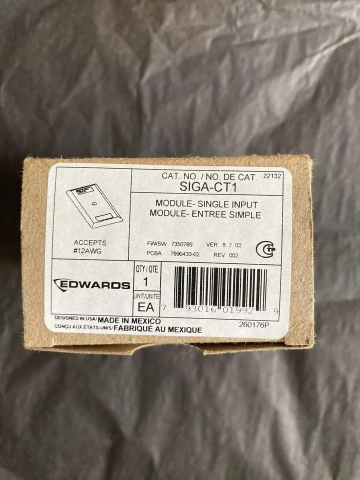 Edwards SIGA-CT1 Single Input Module for Fire Alarm System - White