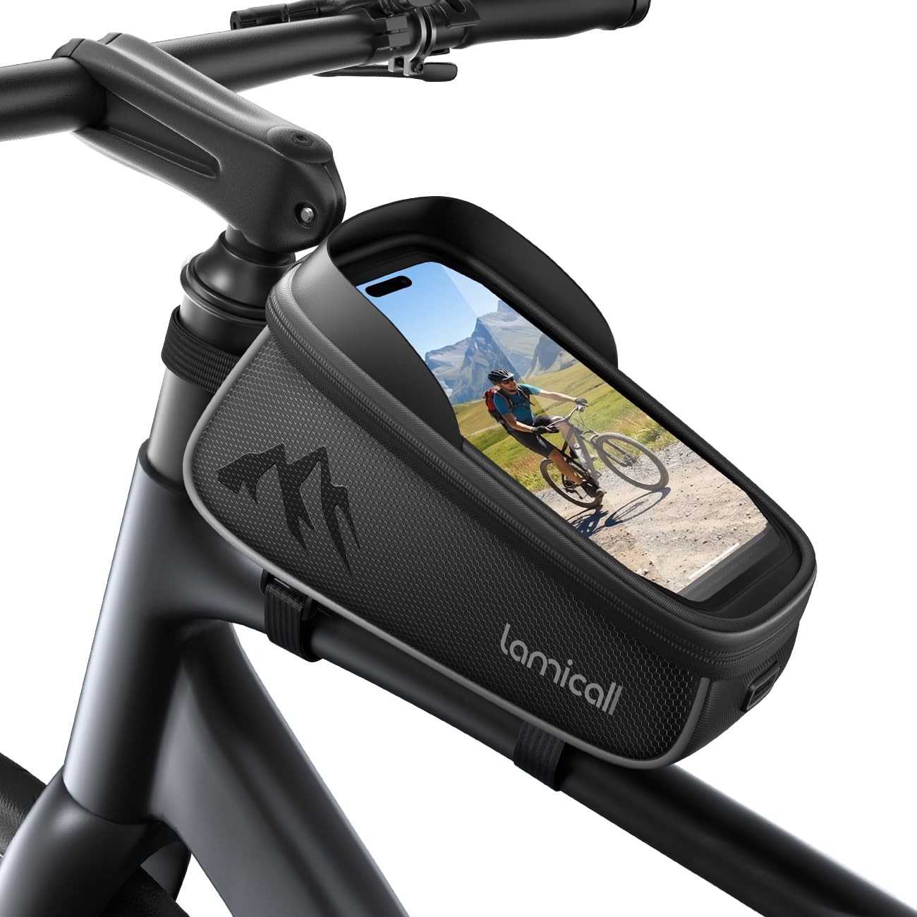 Lamicall Bike Frame Bag Waterproof - [1.6L Large Capacity] 1.6L, Black