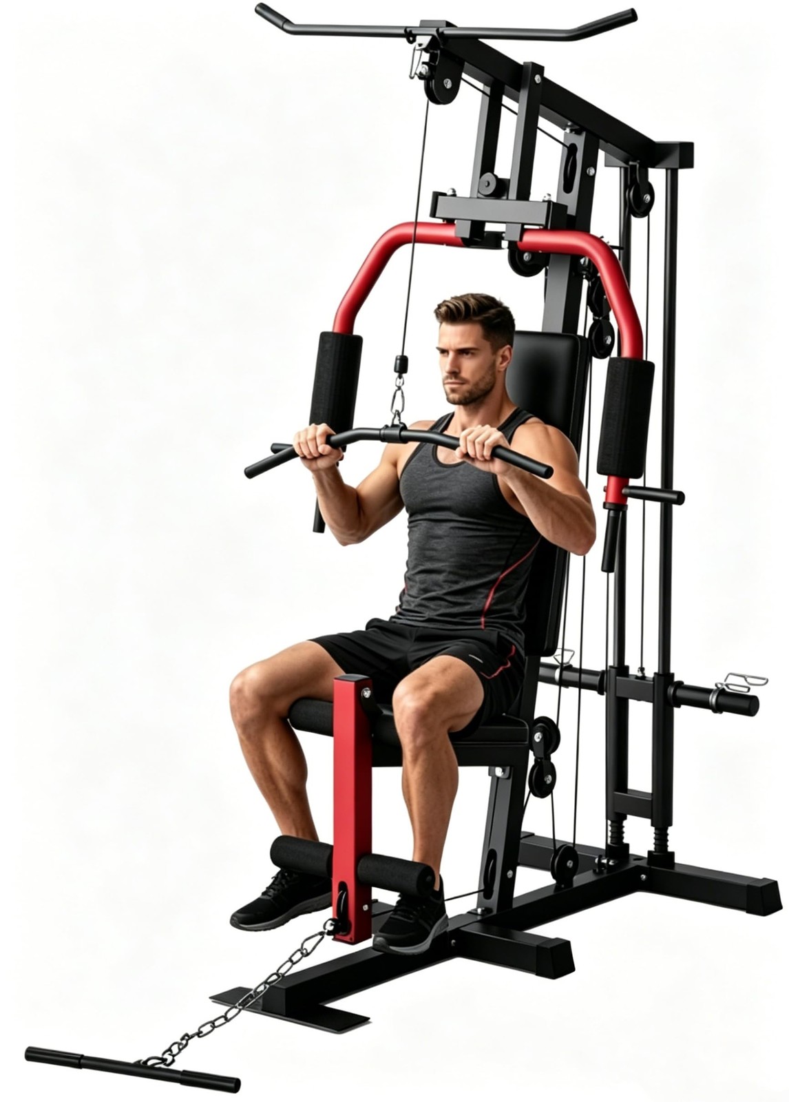 Home Gym Machine, Full Body Workout Station Home Gym Equipment with LAT Pulldown
