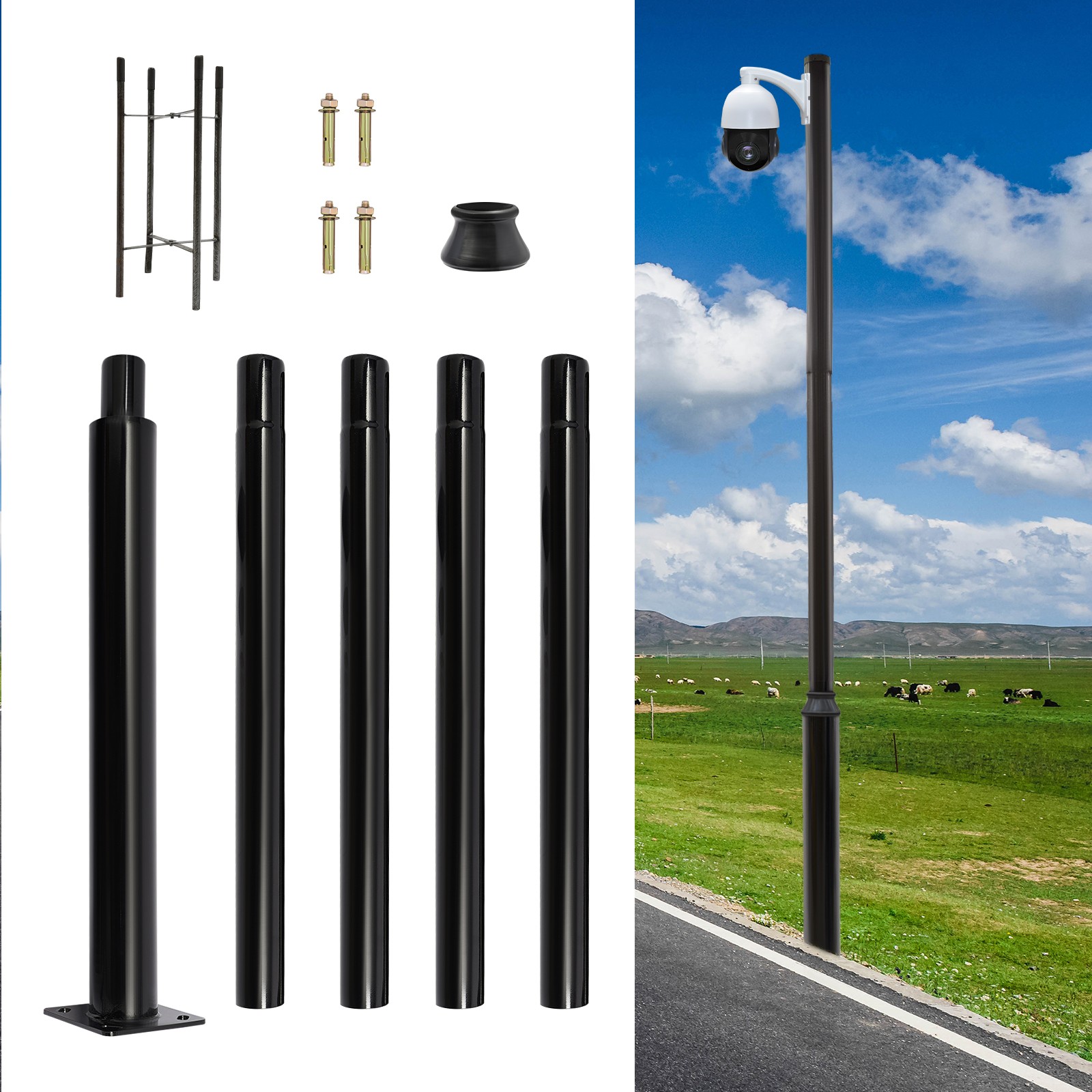 Outdoor Split Street Light Pole, Durable Iron Lamp Post for Stability