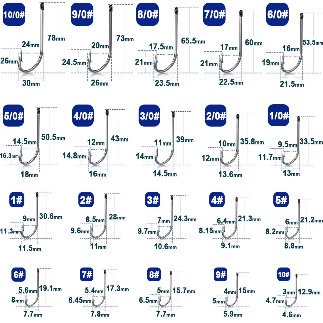 100pcs Aberdeen Fishing Hooks Long Shank Offset Circle Bass Carp Fishing Tackle
