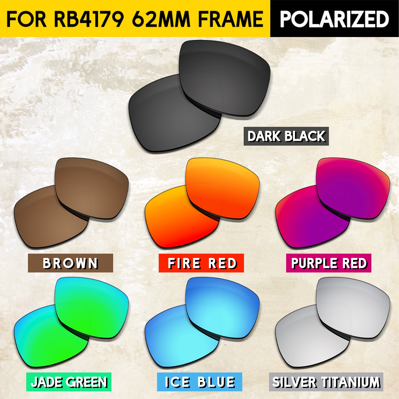1.5MM POLARIZED Replacement lenses for RB4179 62mm Sunglasses, Anti-Scratch