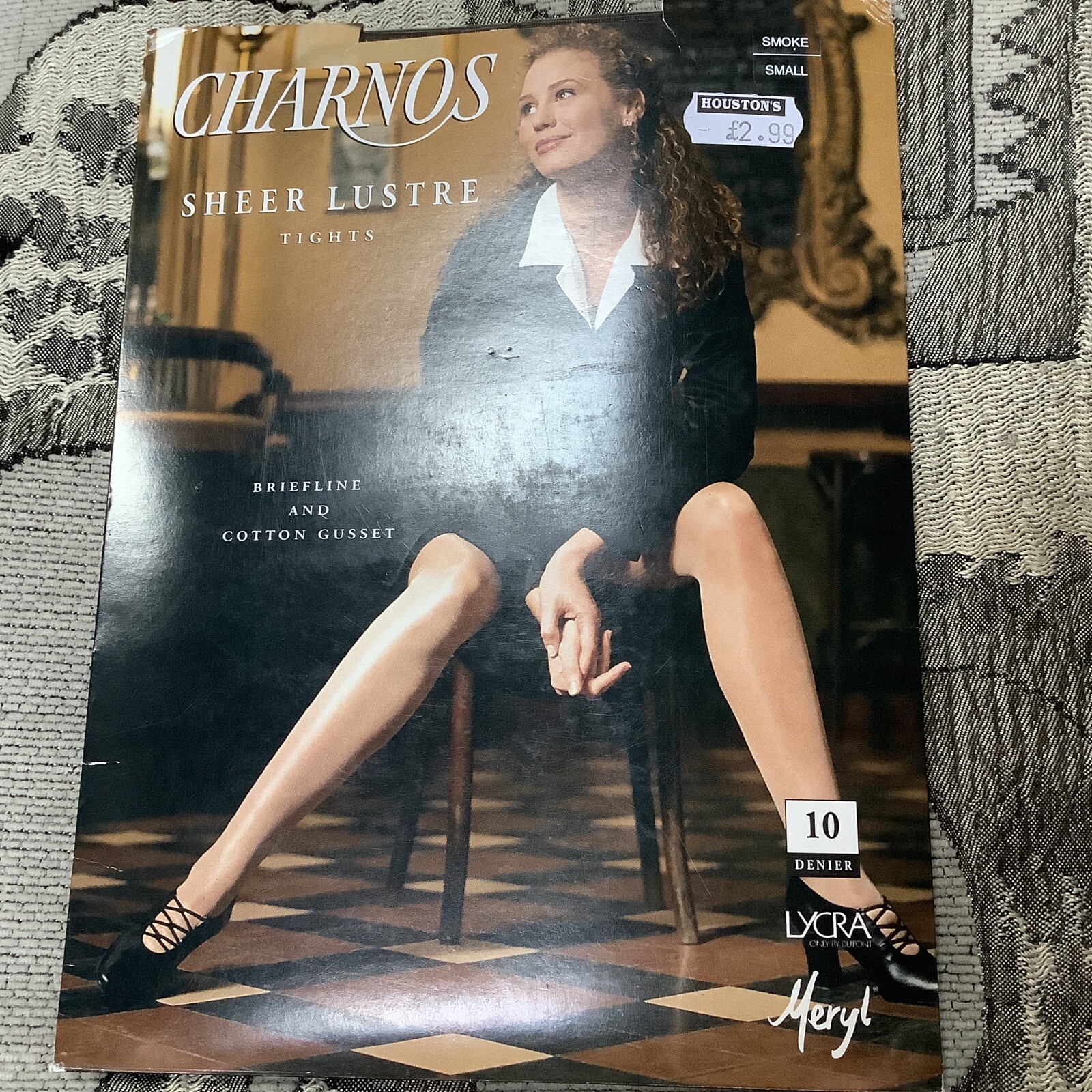 Charnos Sheer Lustre Tights Smoke 10 Denier Size SMALL Briefline & Cotton Gusset