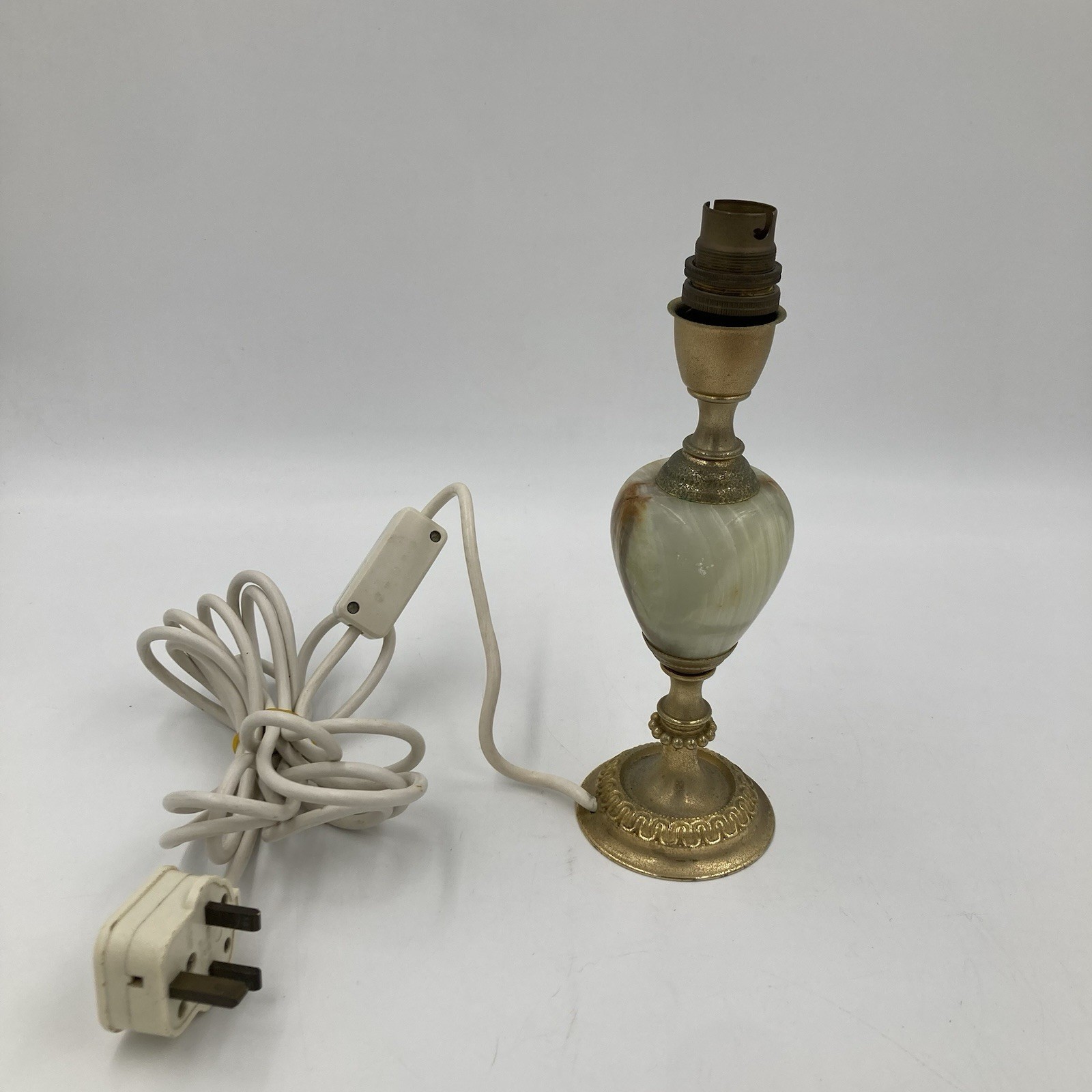 Vintage Brass & Stone Table Lamp Traditional Classical 27cm