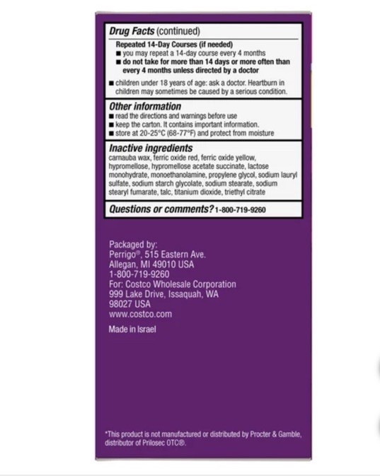 4 PCS Kirkland Omeprazole 20 mg, 42 Tablets