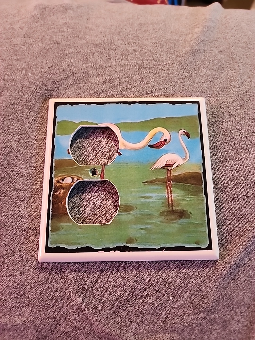 Leviton 2-Gang 1-Blank /Combo Wall plate Flamingos Decor [B1]