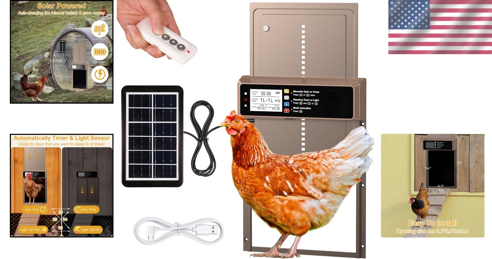Remote-Controlled Chicken Coop Door with Solar Power & Programmable Functions