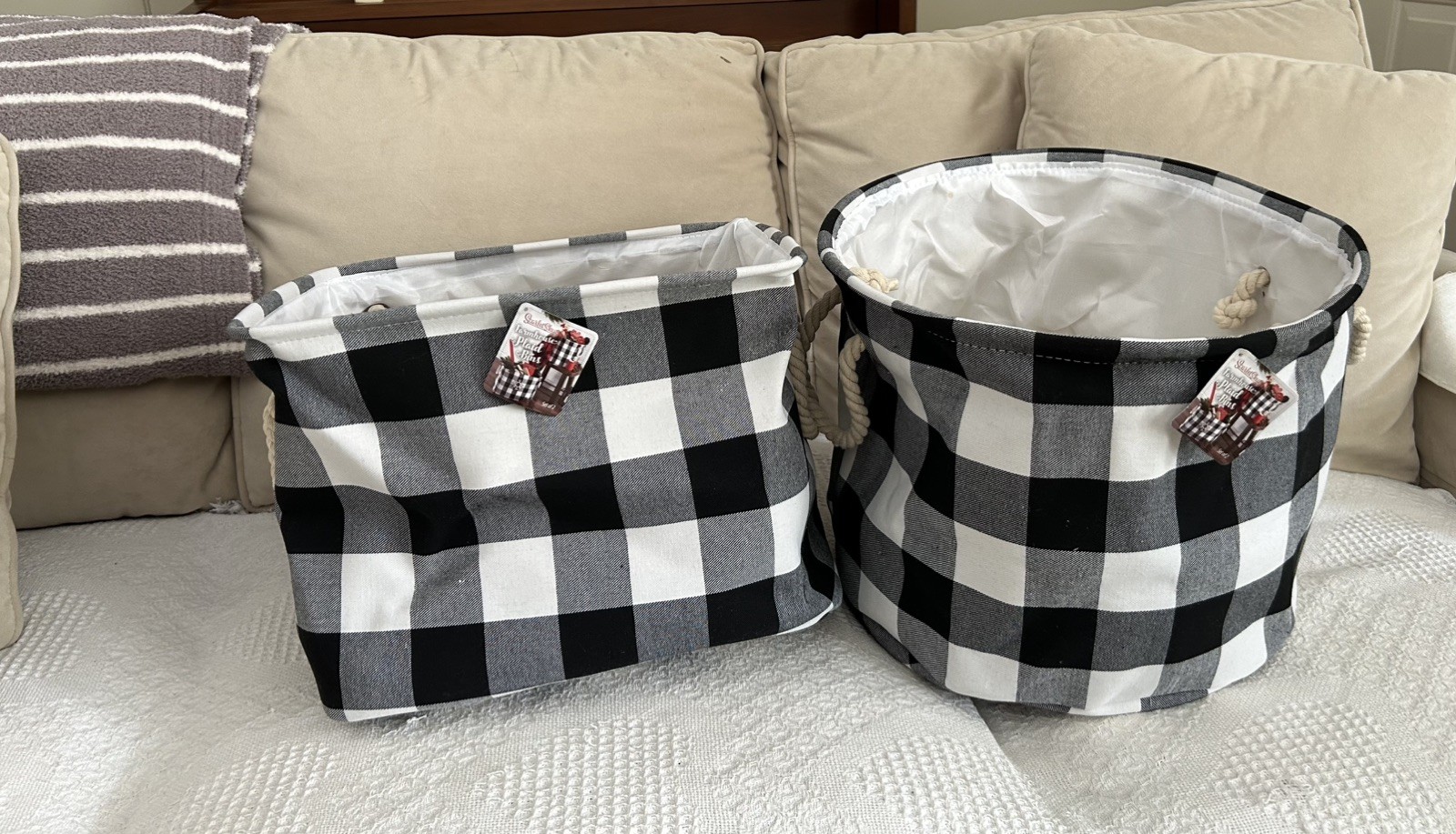 NEW Storage Bins Buffalo Plaid -set of 2
