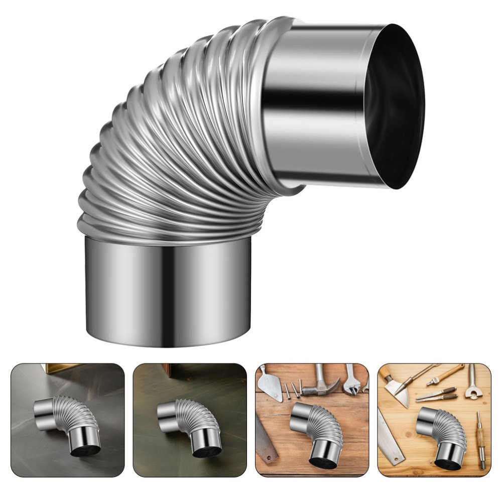 2 Pcs Stove Flue Chimney Tube Stainless Steel Flues Furnace Pipe Elbow