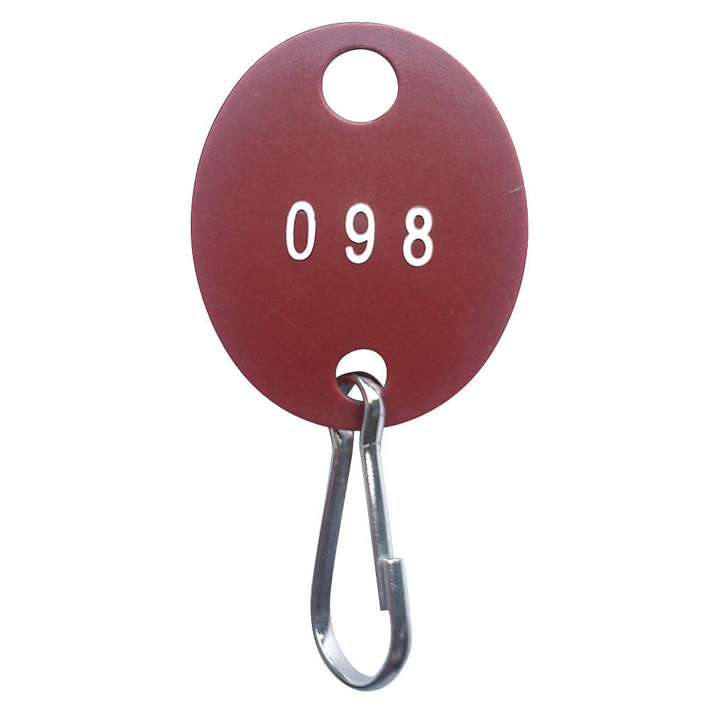 GRAINGER APPROVED 33J883 Key Tag,Oval,Red,PK100 33J883