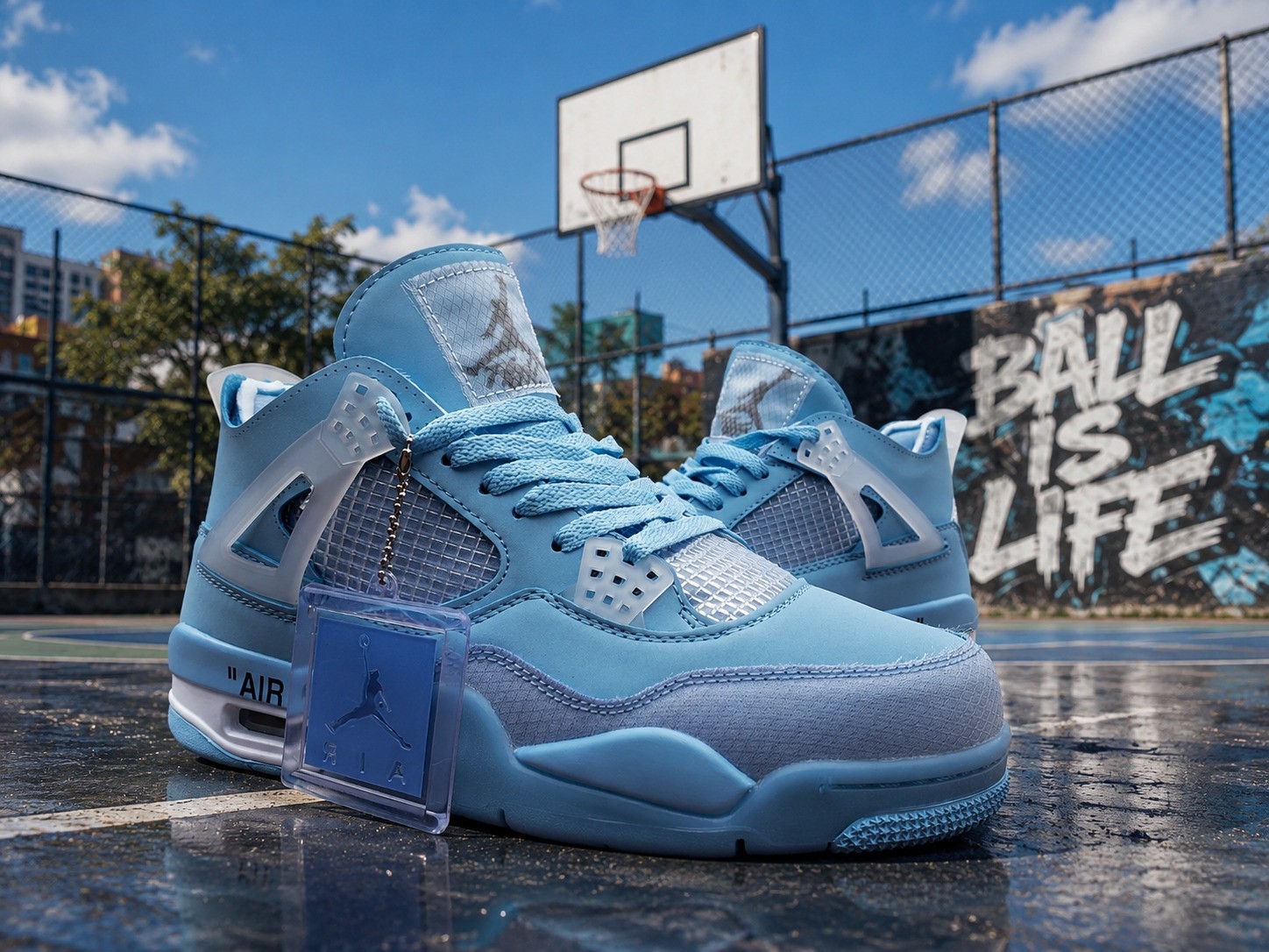 Jordan 4 Retro "Off White Blue" Men's Size US 7-12