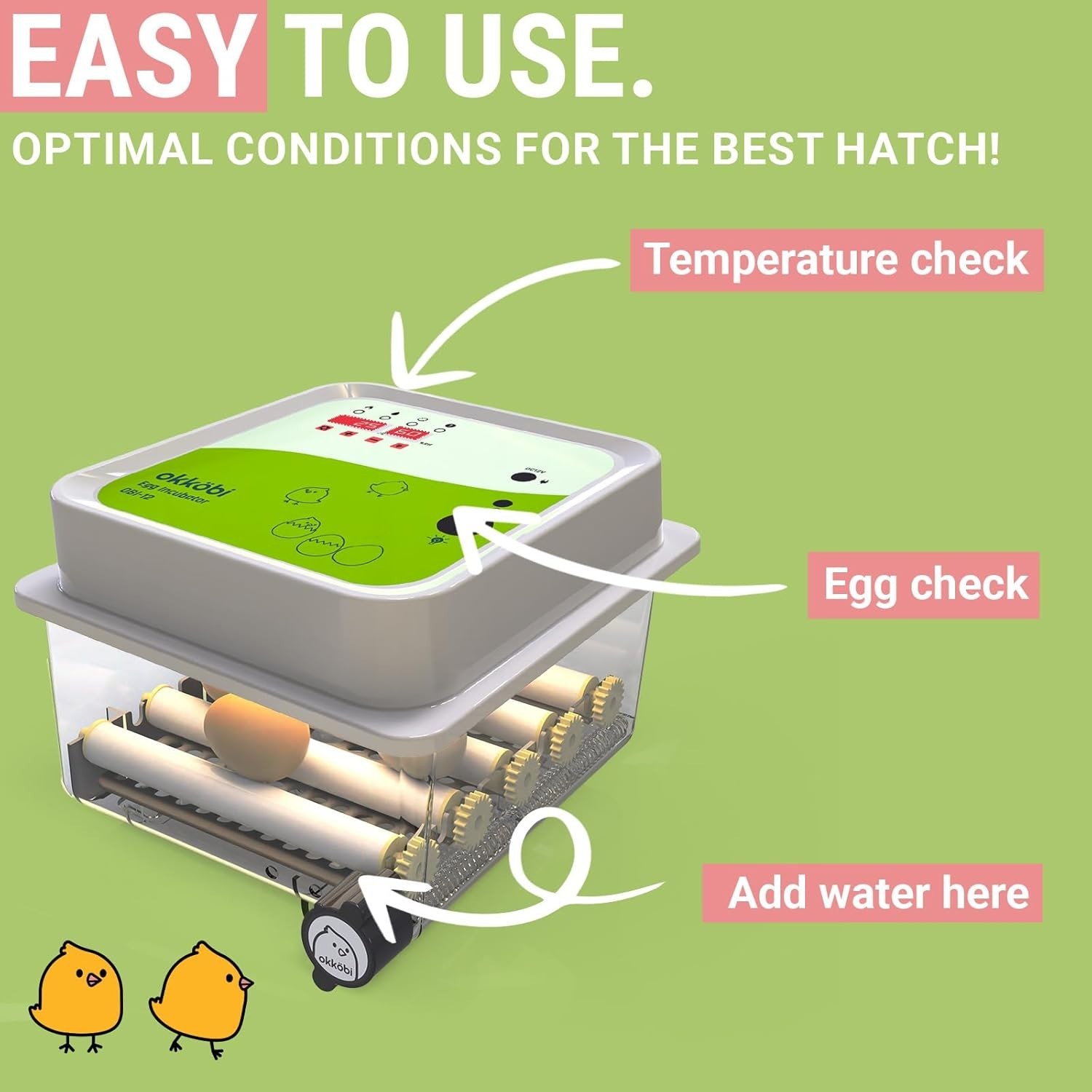 OBI-12 Egg Incubators for Hatching Eggs – Incubator for 12 Eggs with Automatic E