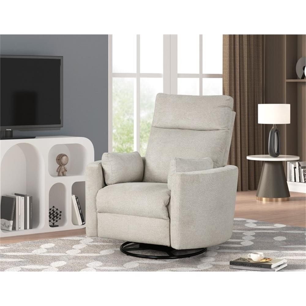 Rosebery Kids Modern Polyester Fabric Swivel Recliner in Natural Quartz