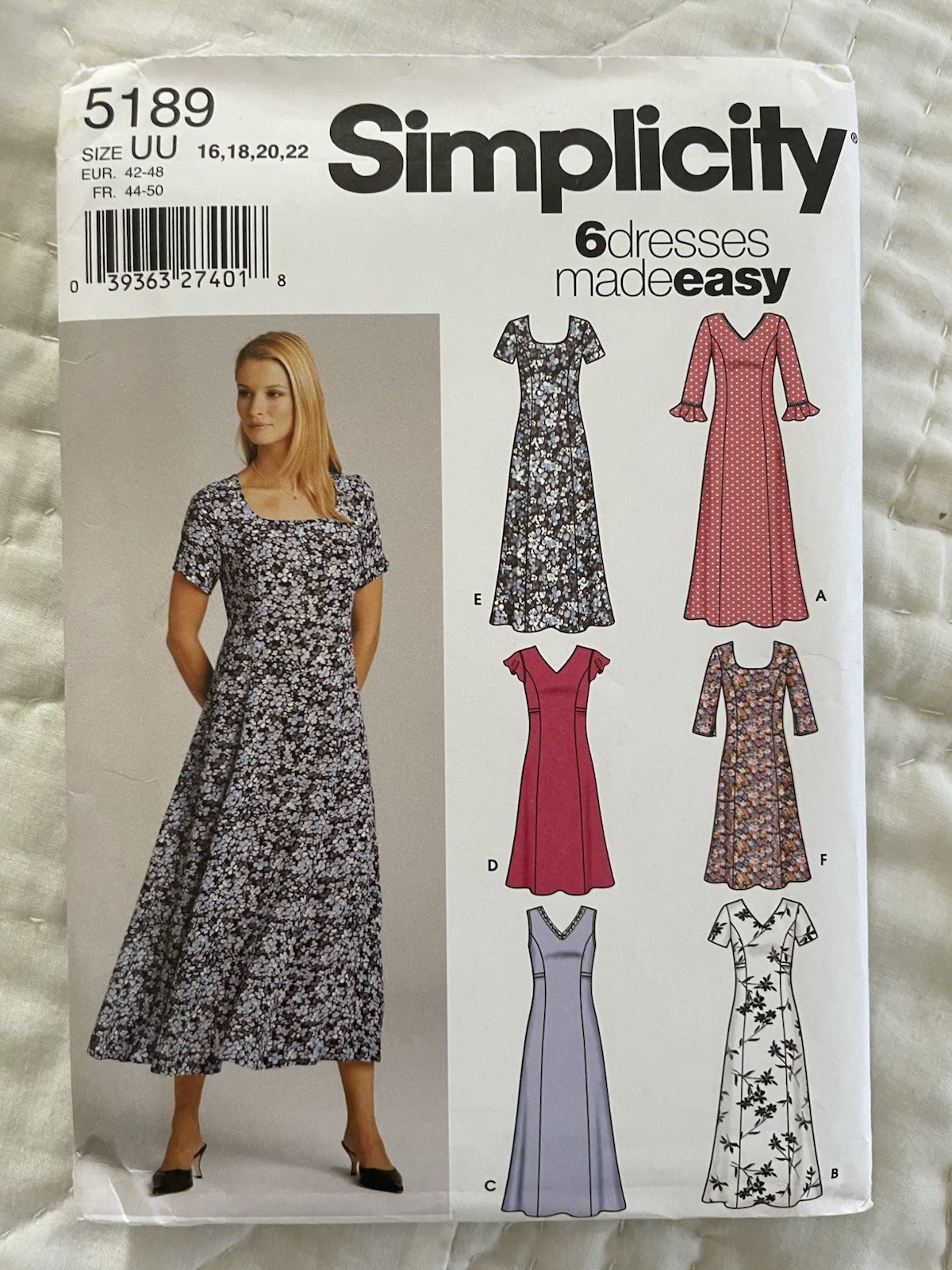 🌷5189 Simplicity Dresses Threads Sewing Pattern 6 Unique Designs 16-22 UNCUT FF