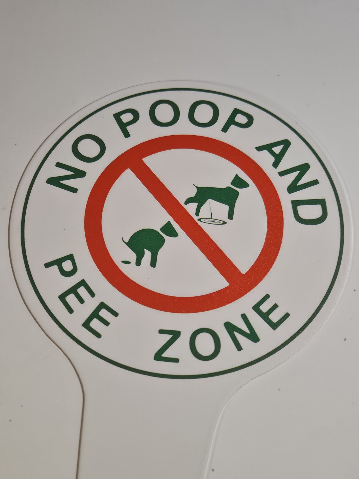 Caution - No Pet Poop & Pee Zone - Metal Yard Lawn Sign Stake - 12" (8" Exposed)