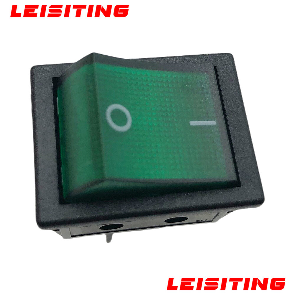 6 Pin Canal R Series Rocker Switch Green Double Pole 20A 16A 125V 250V