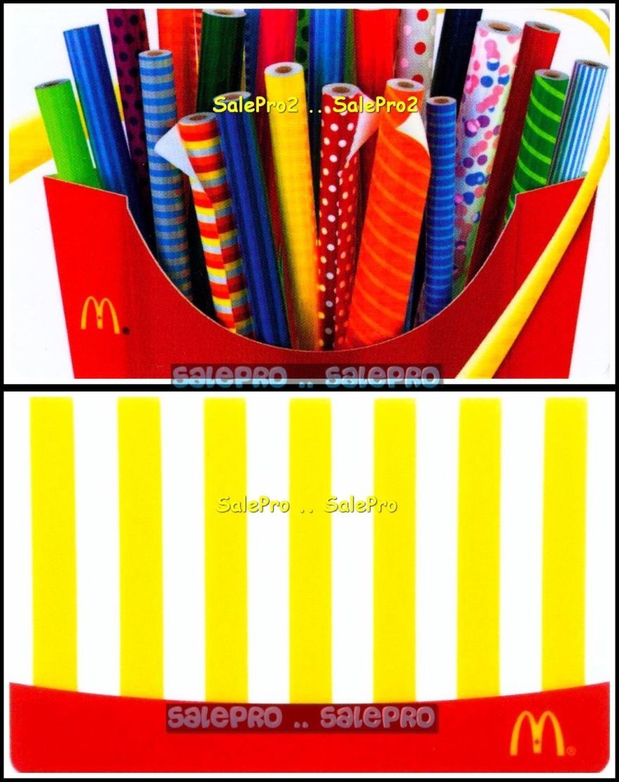 2x McDONALD CHRISTMAS WRAPPING PAPER ROLL FRENCH FRIES COLLECTIBLE GIFT CARD LOT