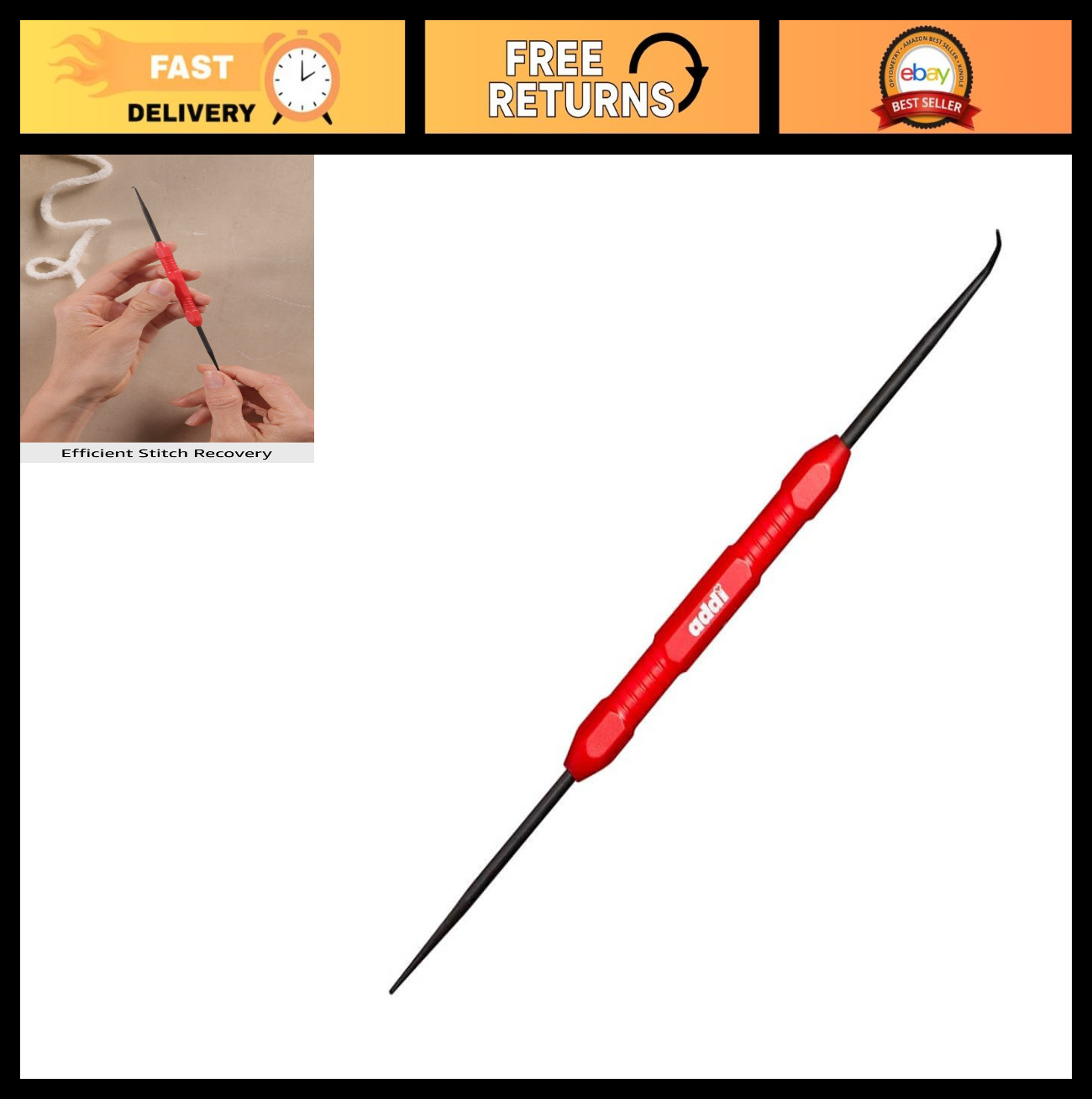 Express Crochet Hook, Red, 29x4x1 cm - Fast Stitching Tool for Knitting & Crafts