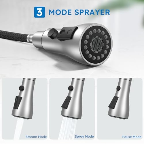 Kitchen Faucet with Pull Down Sprayer, Single Handle | Pull Brushed Nickel