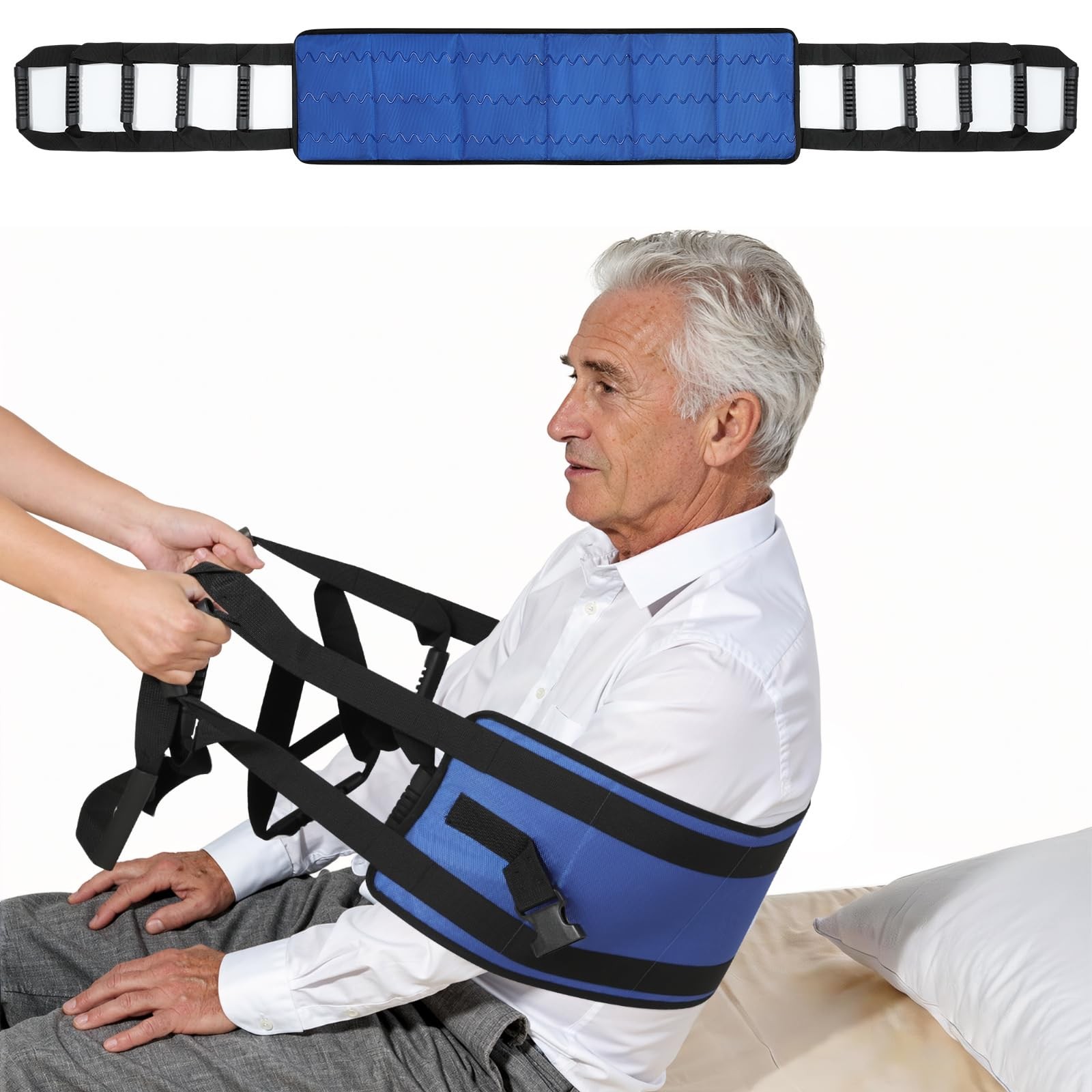Blue Heavy Duty Nursing Transfer Sling Gait Belt Seniors Lift Assist 9.7 Inch