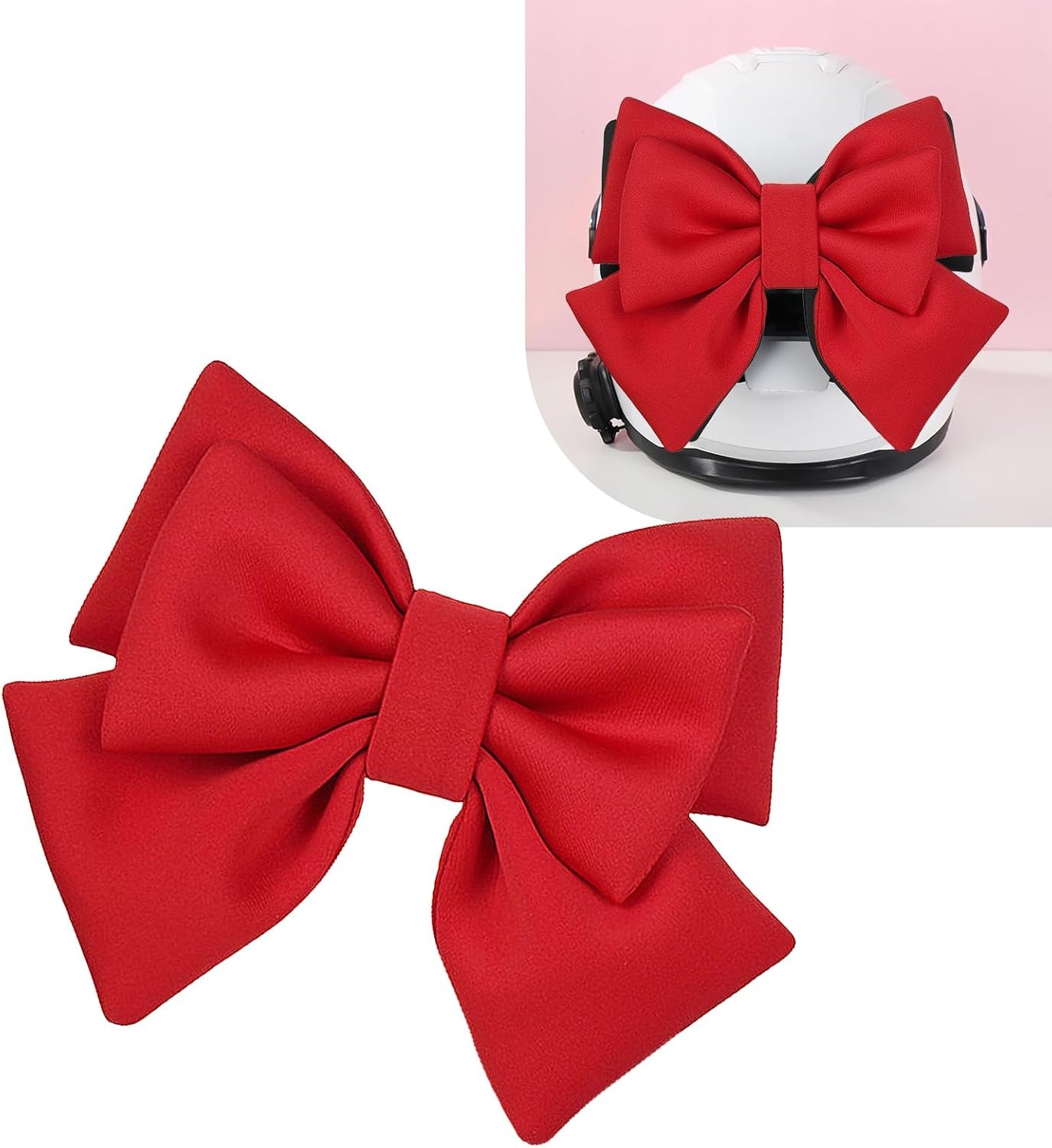 1 PC Motorcycle Helmet Large Bow Decoration, 7.9" x 10.2" Ribbon Bo Color: Red