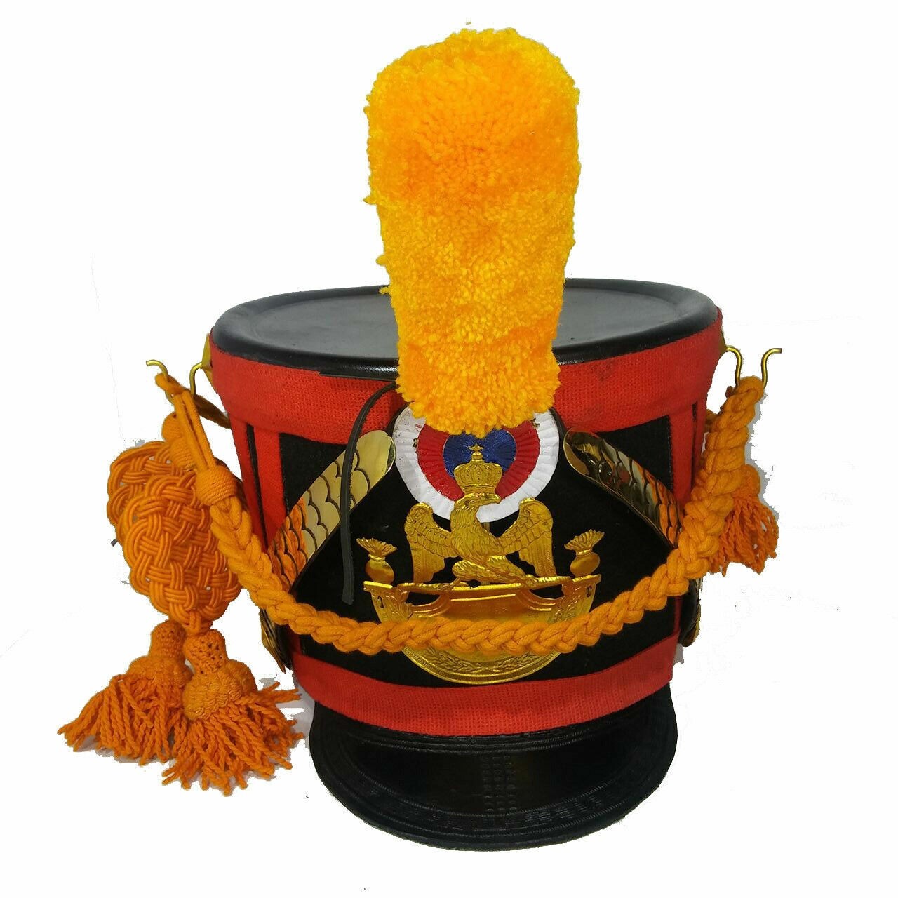 Napoleonic Shako Helmet French Military Yellow Plume & Cord Shako Helmet Armor