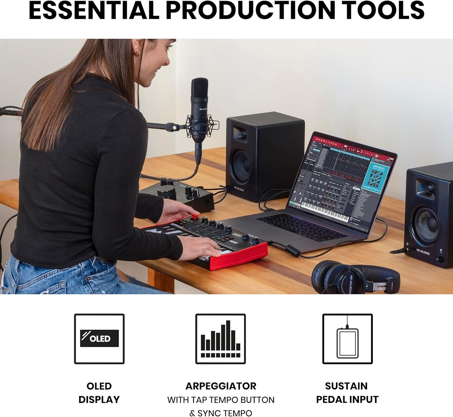Compact 25-Key USB Keyboard Controller with MPC Pads