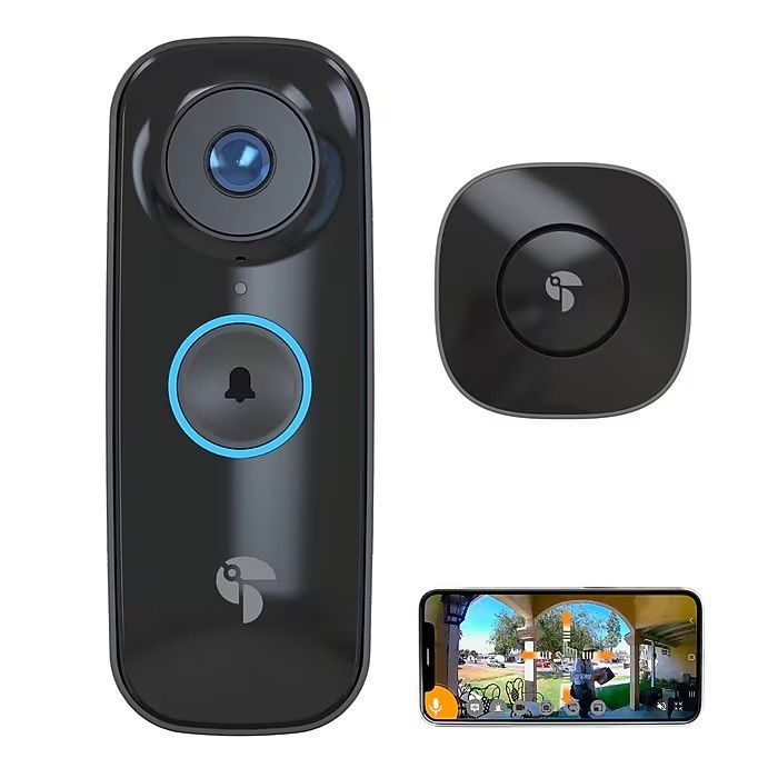 Toucan - Wireless Video Doorbell Pro - TVDP05GR - Chime, 2K QHD, Battery/Wired