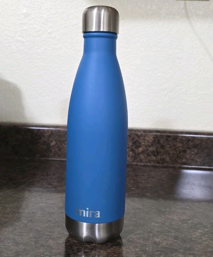 Mira Insulated Triple Wall Vacuum Stainless Steel Water Bottle 17 Oz Blue