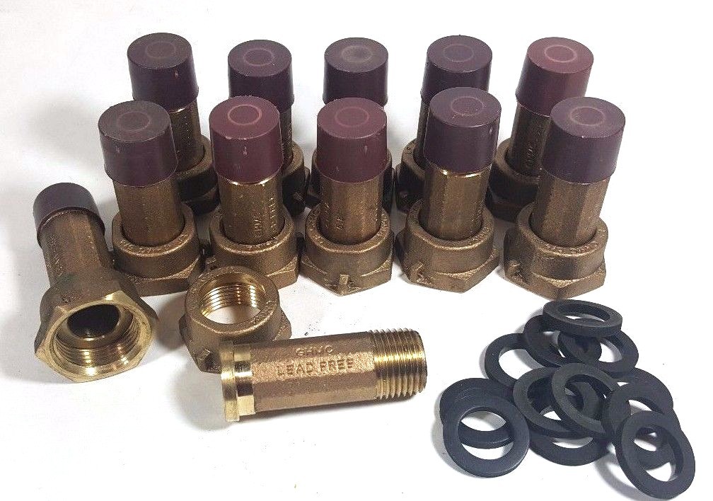 (LOT/50) Water Meter Couplings, LEAD-FREE Brass, 5/8" meter nut x 1/2" Male NPT