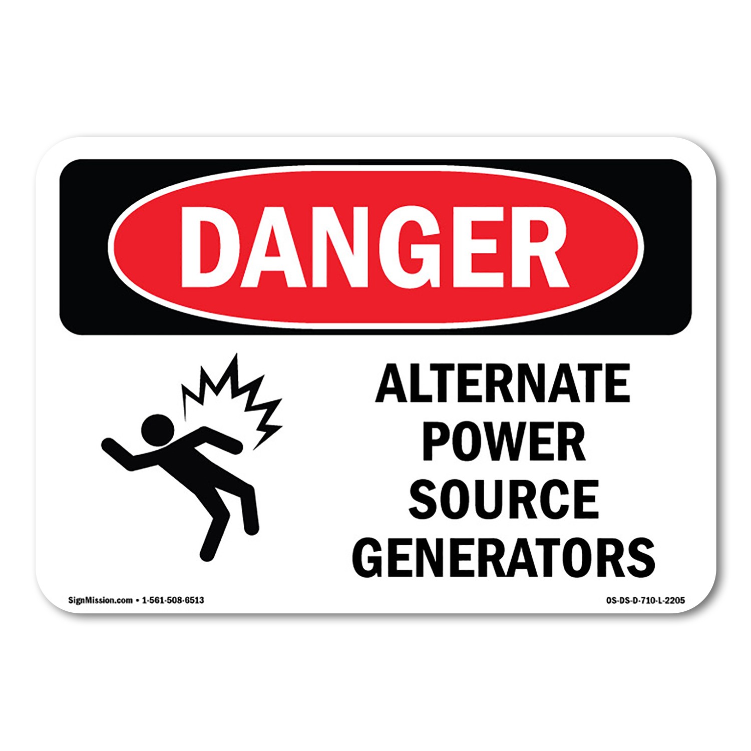 Alternate Power Source Generators ANSI Danger Sign Metal Plastic Decal