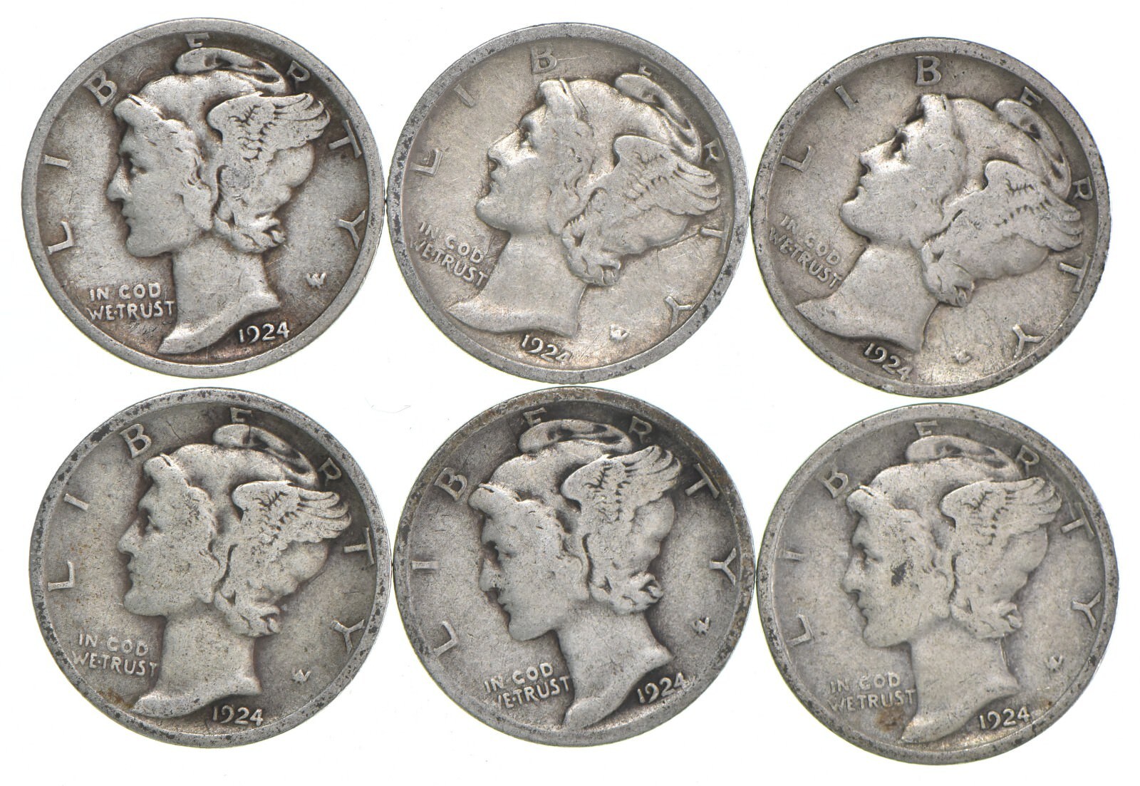 VG+ 1924 Mercury 90% Silver Dime