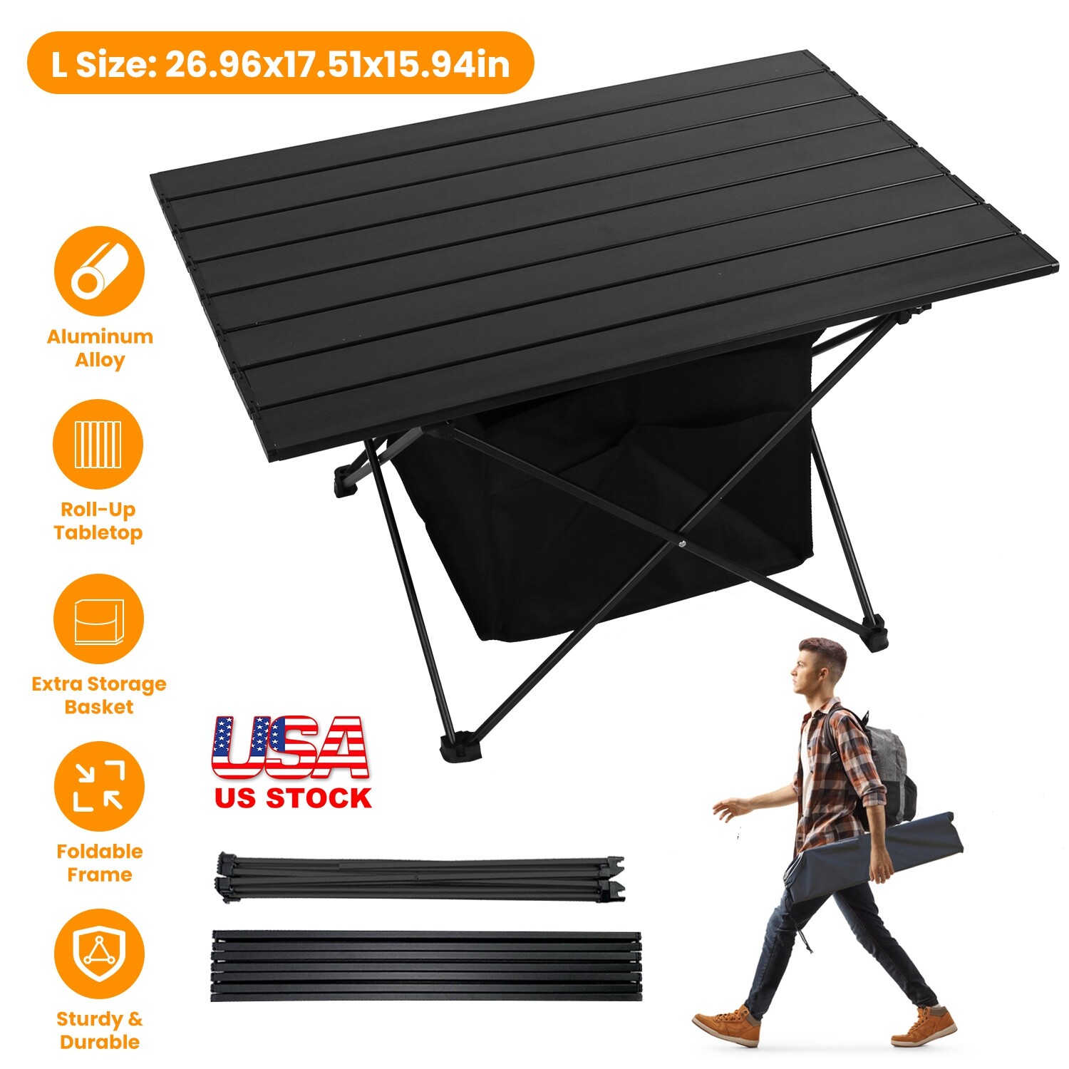 Portable Camping Table Folding Aluminum Tabletop for Outdoor Camping BBQ Picnic