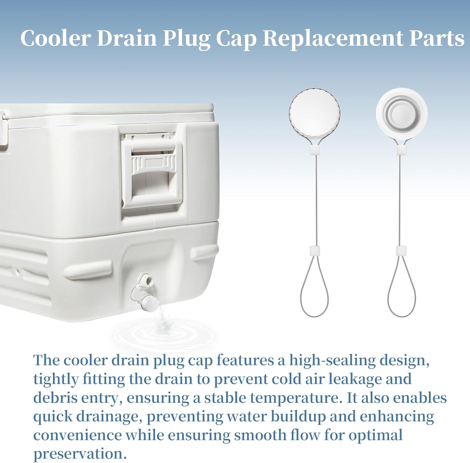 Upgraded Cooler Drain Plug Caps Replacement Parts, Compatible with Igloo 50-165