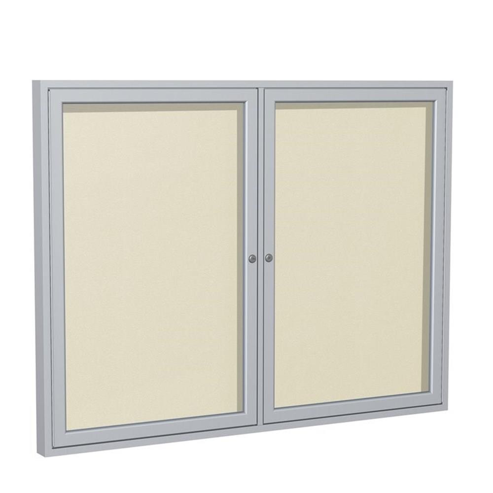 Ghent's Vinyl 48" x 60" 2 Door Enclosed Bulletin Board in Ivory