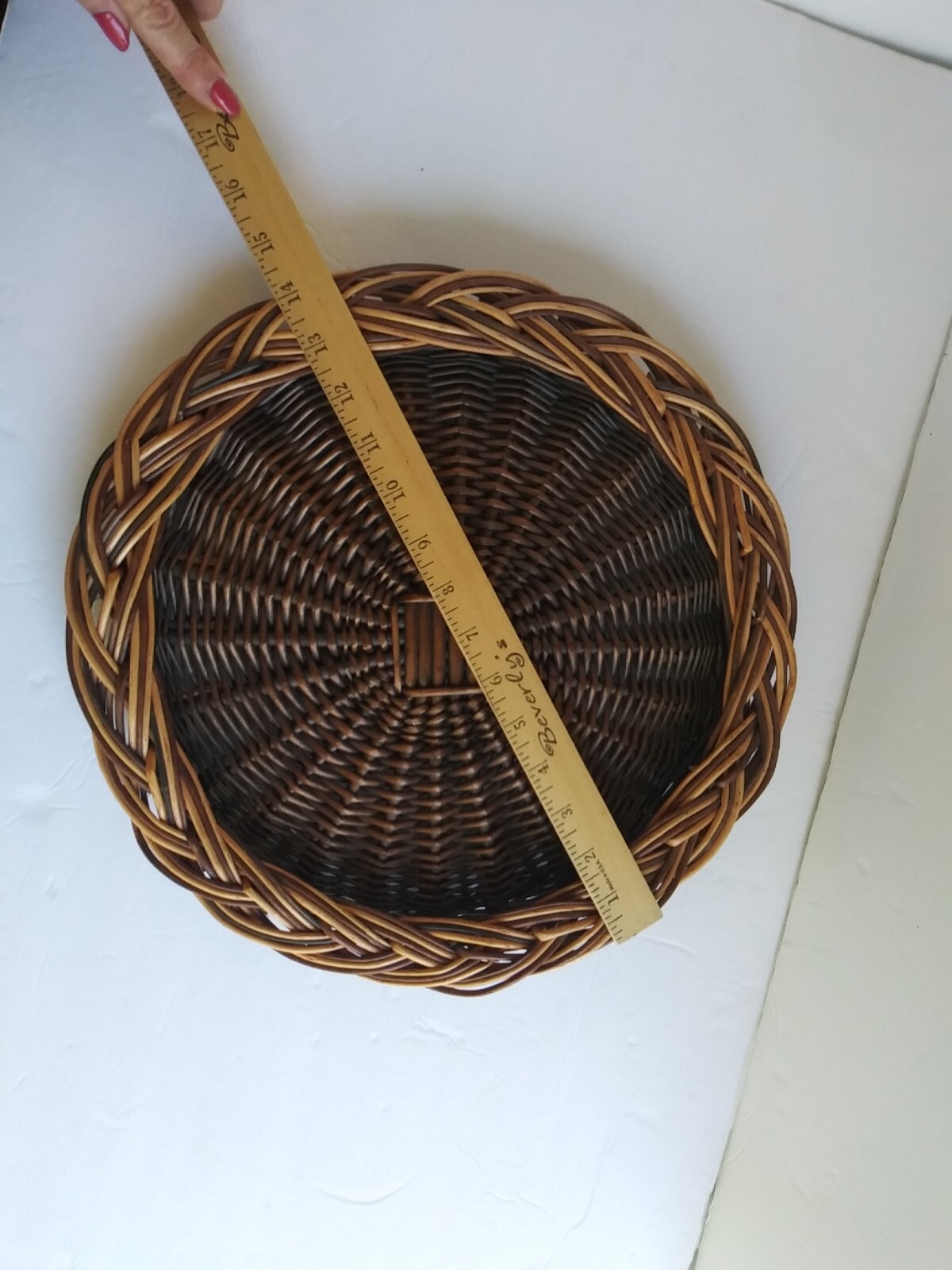Woven Wicker Wall or Table Flat Basket - Centerpiece 14" Diameter, 2" Deep