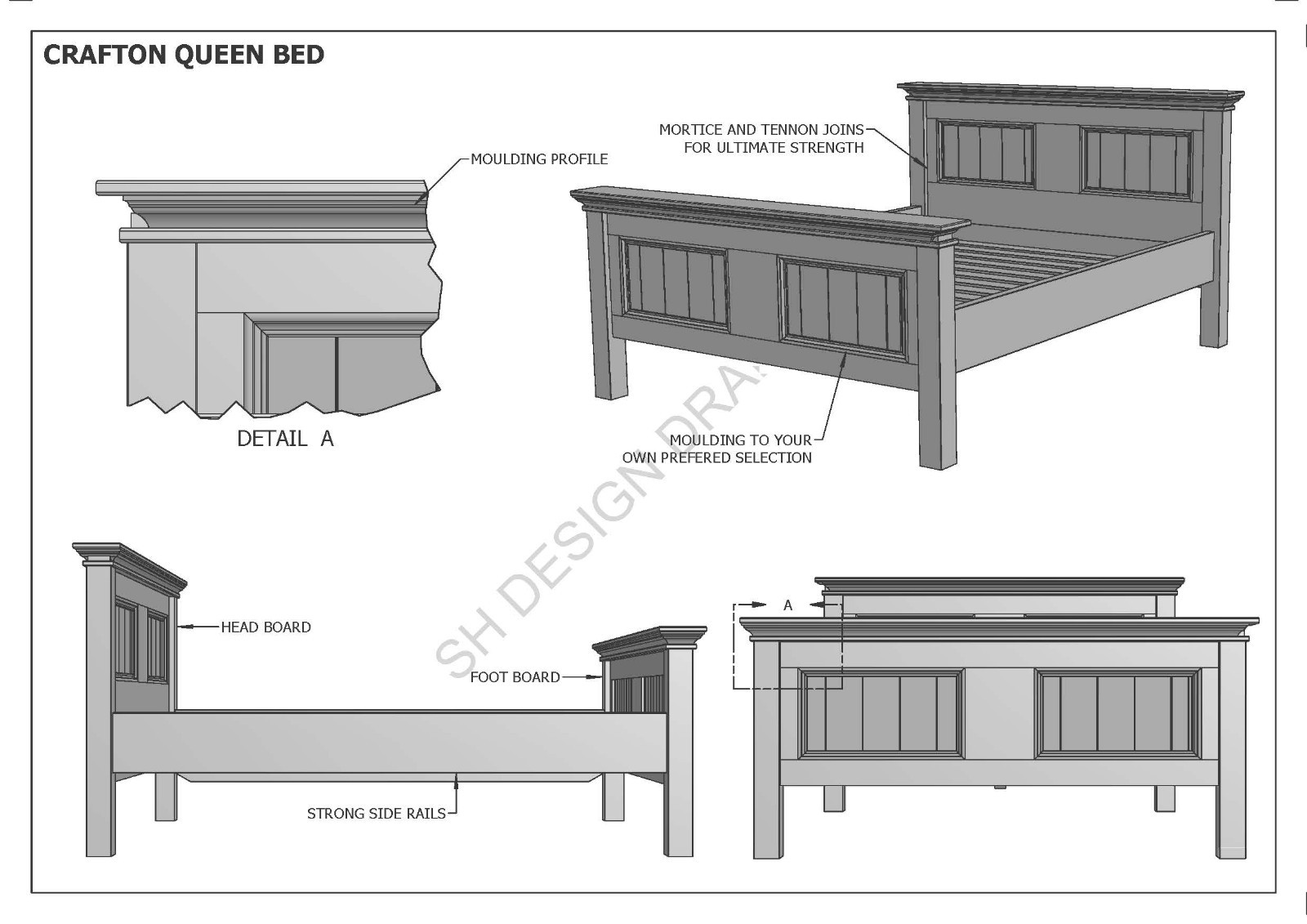 BUILDING PLANS FOR CRAFTON QUEEN SIZE TIMBER BED - MAKE YOUR OWN & SAVE $$$